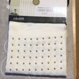 NWT Nailhead Ivory with gold shower curtain 72 X 72